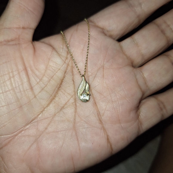 Vintage Anson 1/20 12K GF Necklace Faceted Quarts Crystal Leaf Pendant 16” - Picture 5 of 9